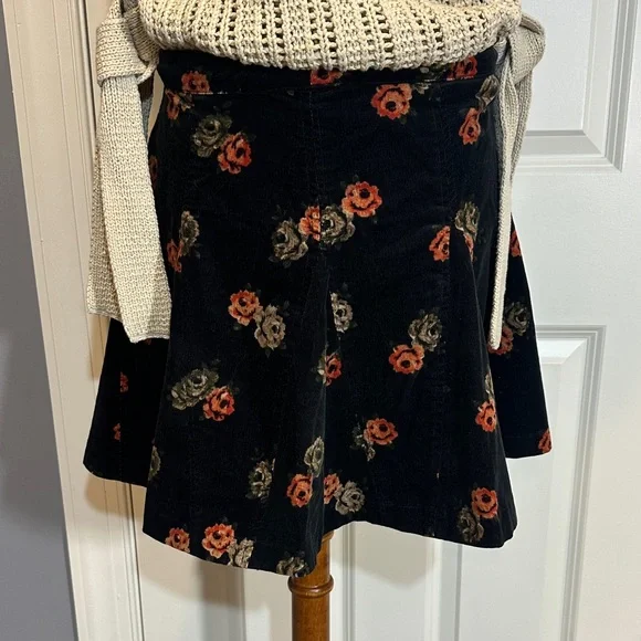 Free People Black Floral A-Line Skirt - Picture 1 of 4